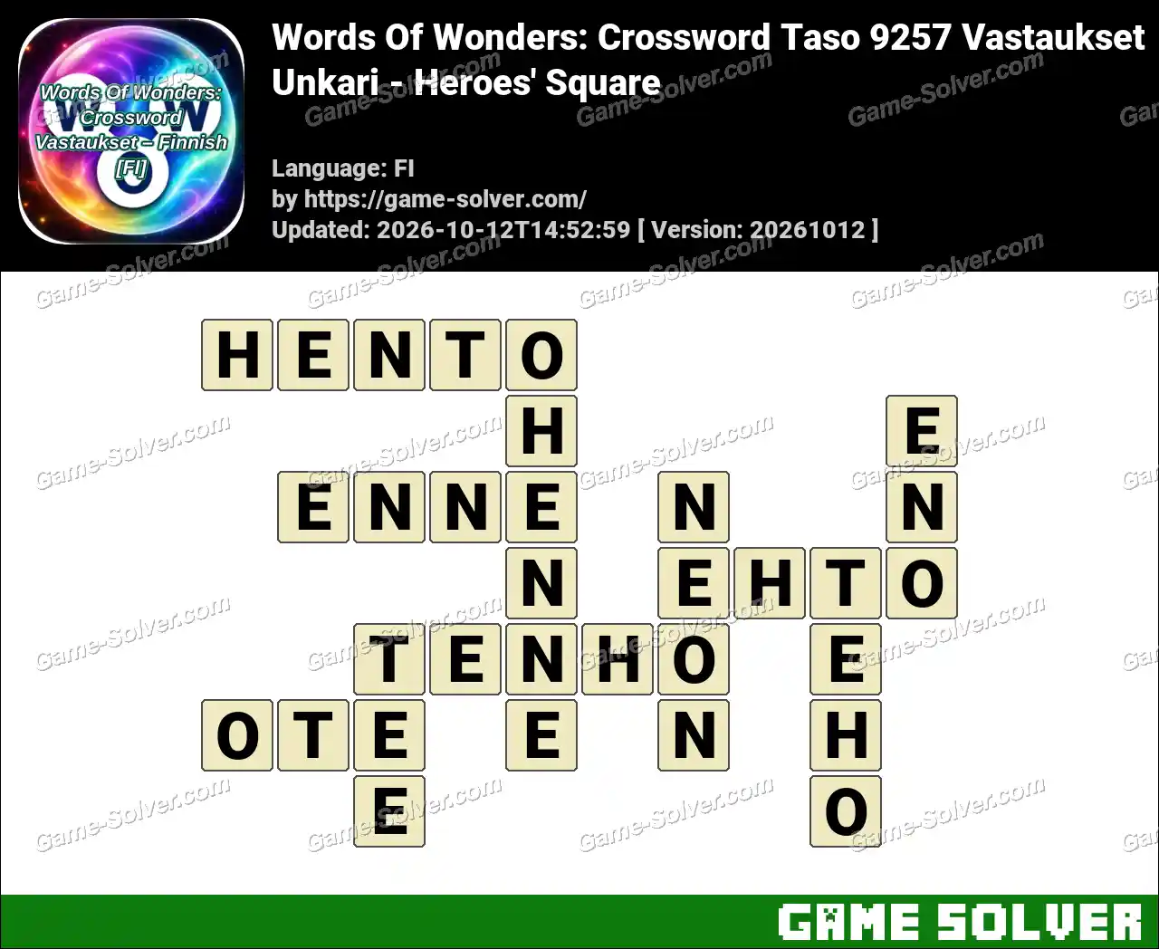 Words Of Wonders: Crossword Taso 9257 Vastaukset – Unkari – Heroes’ Square